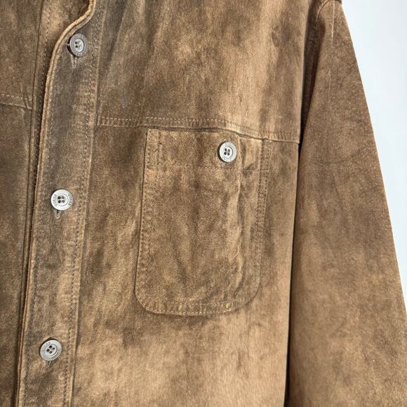 Guess Vintage Y2K Leather Suede Shirt Jacket Brown Men's M - Picture 8 of 12
